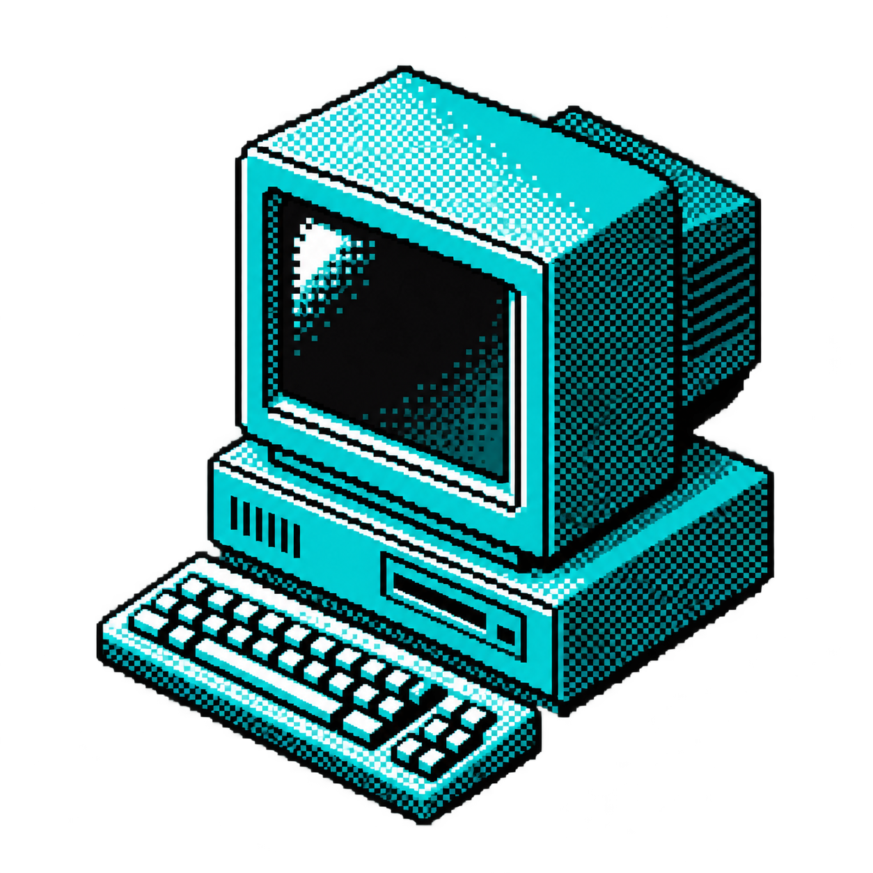 Dithered Laser Cyan computer on the isometric grid